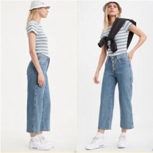 Levi’s mile high cropped wide leg jeans size 31 button fly